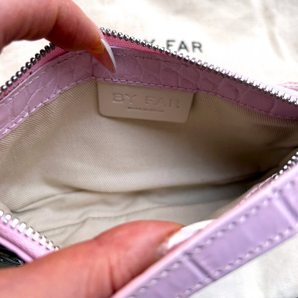 BY FAR Mini Rachel Croc-Effect Leather Bag in Pink - Picture 6 of 8